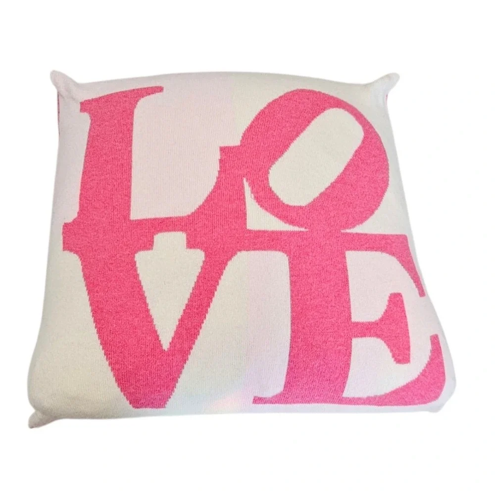 Rani Arabella Cashmere Throw Pillow LOVE Down‎ Italy Luxury 21x21 Pink Limited